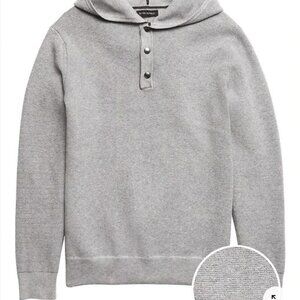 Banana Republic Men's Gray Supima Cotton Chunky Tight Knit Hooded Sweater XL